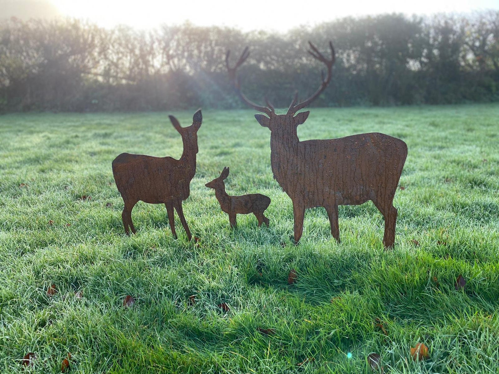 Rusty Metal Family Deer / Red Deer / Deer Garden Decor / Metal Etsy