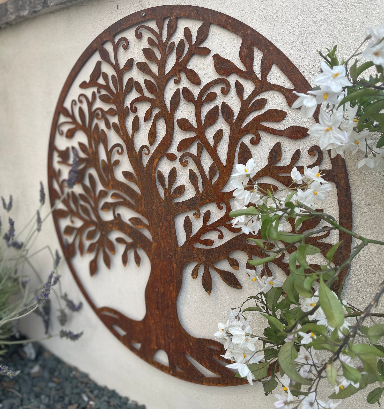Tree of Life Wall Art Garden Circle Tree of Life Rustic Etsy UK