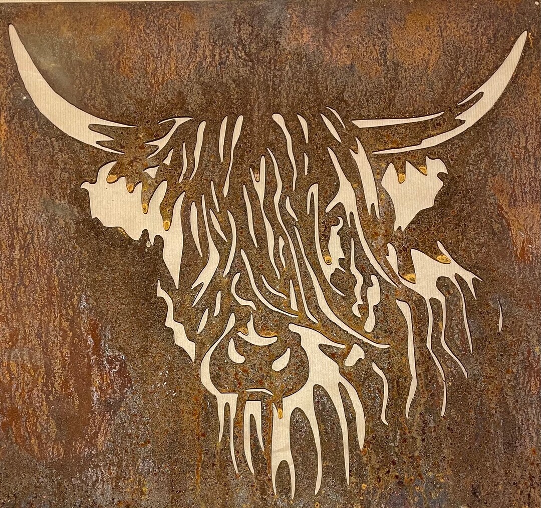 Rustic Highland Cow Wall Art , Metal Wall Decor , Highland Cow , Indoor