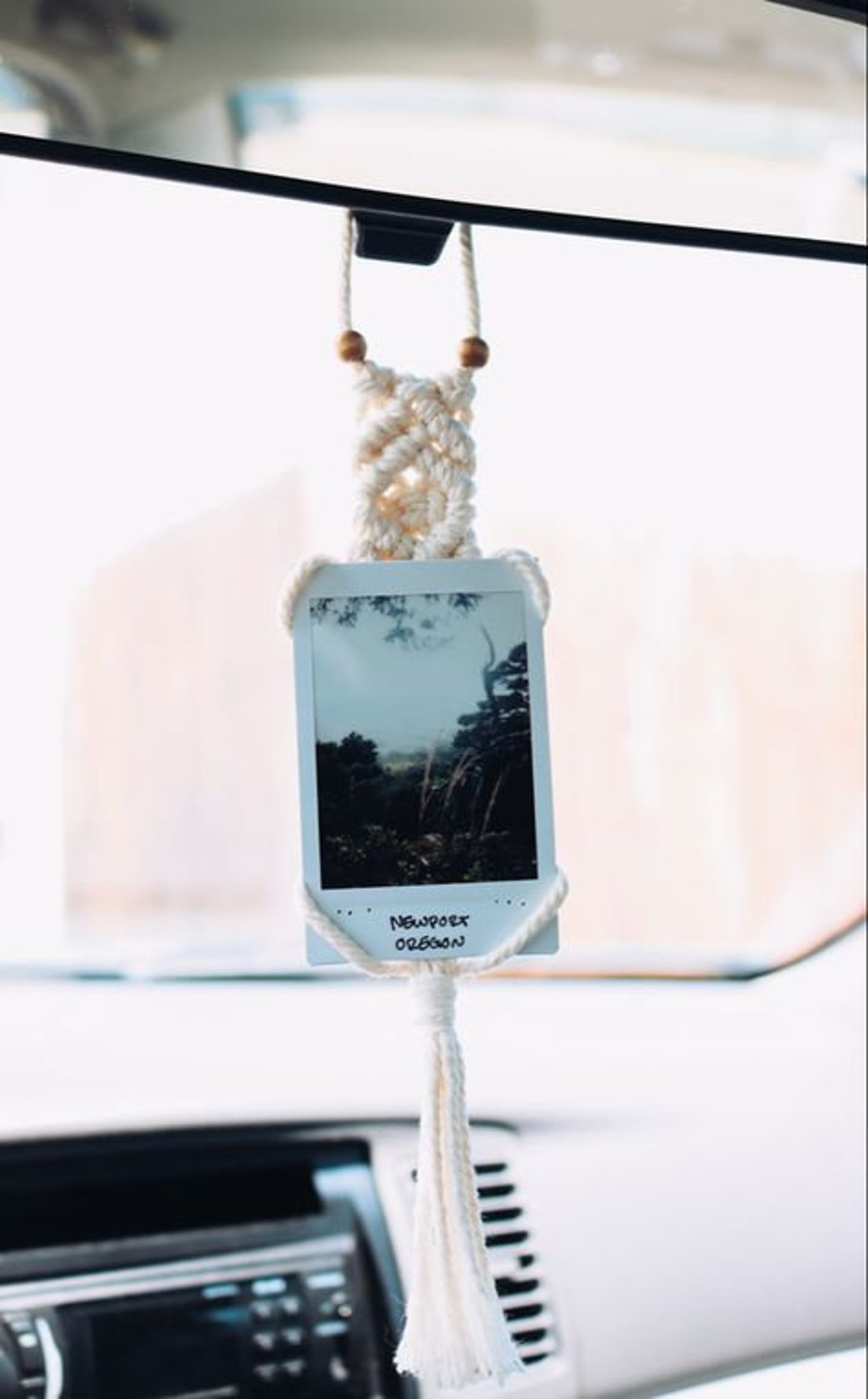Polaroid Photo Hanger Macrame Car Charm Rear View Mirror Etsy