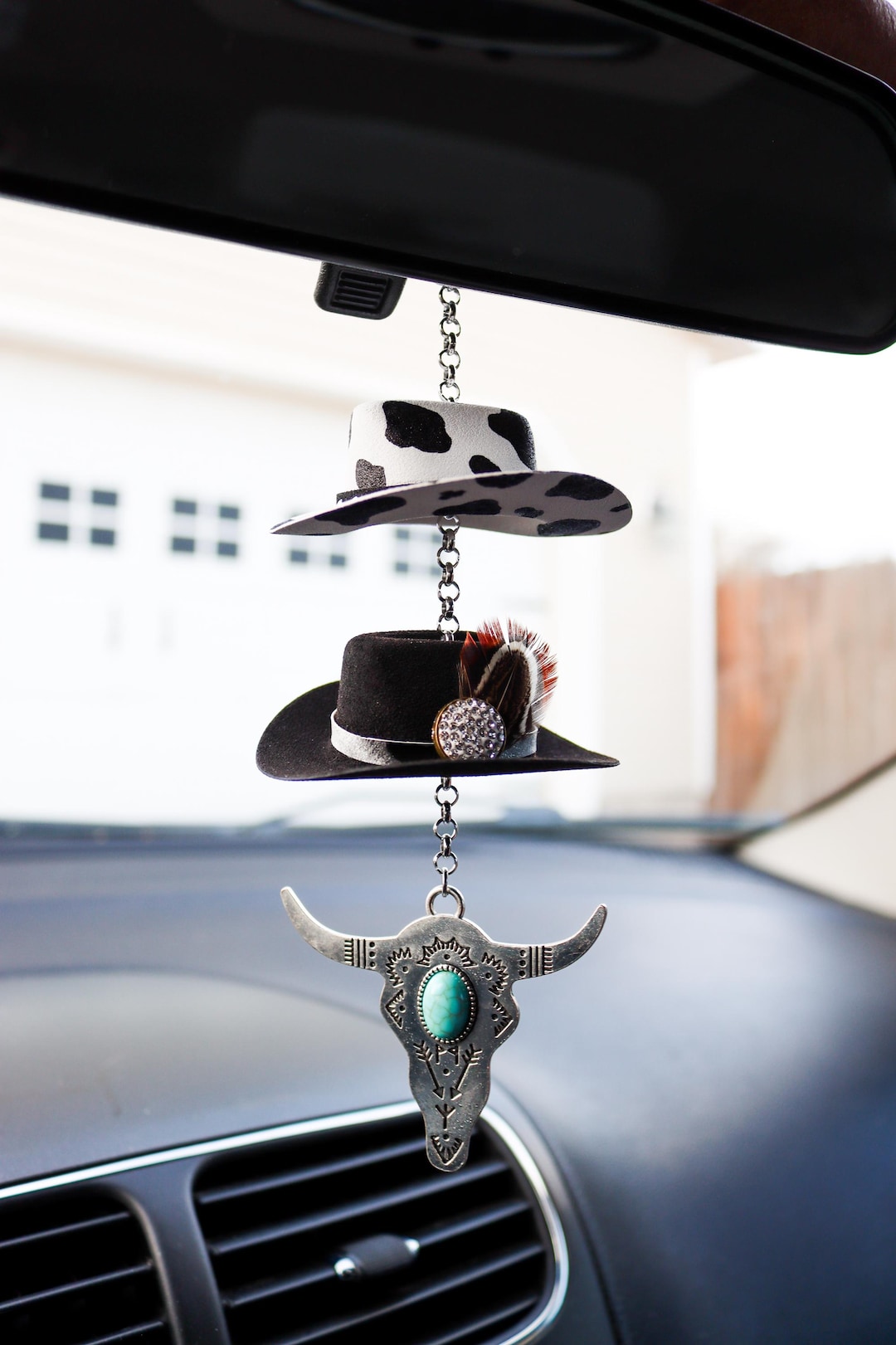 Cowboy Hat Charm, Western Accessory, Rear View Mirror Accessory, Mini ...
