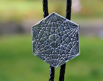 Hexagon Reclaimed Metal Bolo Tie