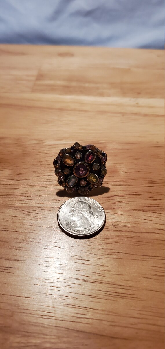 Silver & gold multi-gemstone ring - image 3