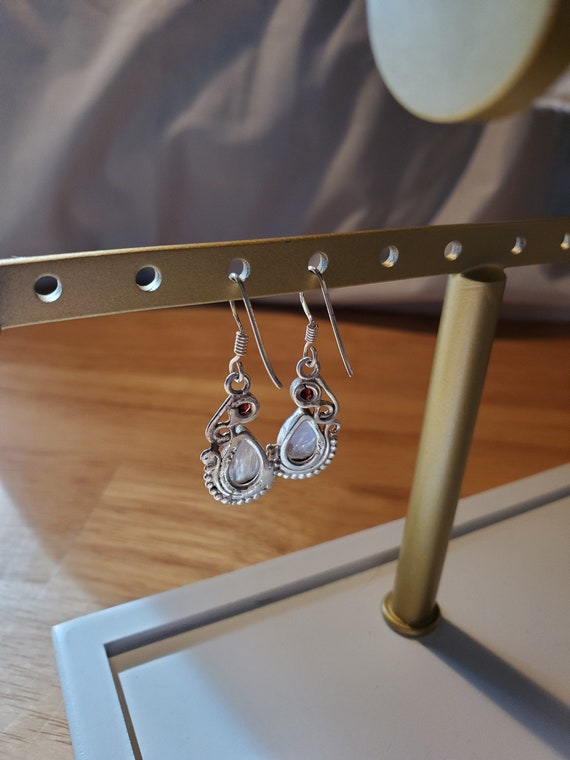 Silver Rainbow Moonstone earrings - image 3