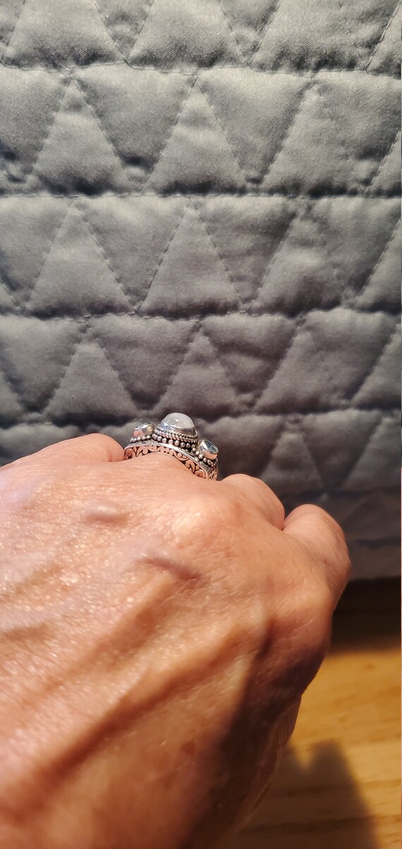 Rainbow Moonstone & Apatite ring View 4