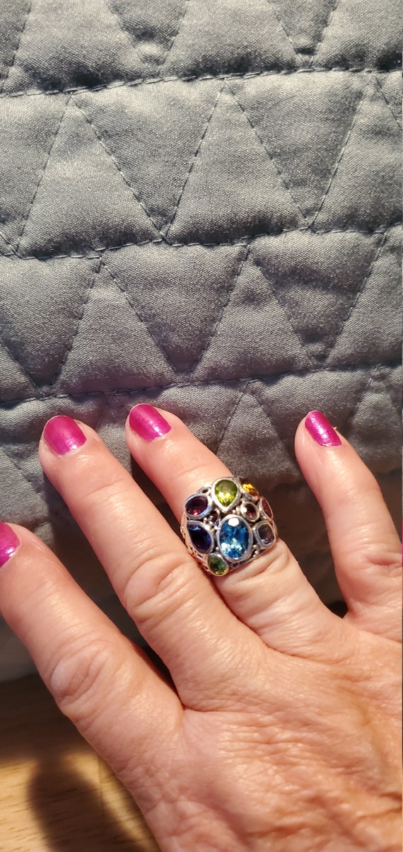 Silver Multi-gemstone ring - image 4