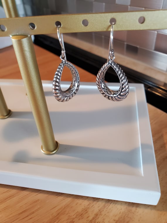 Silver Shrimp design dangle earrings