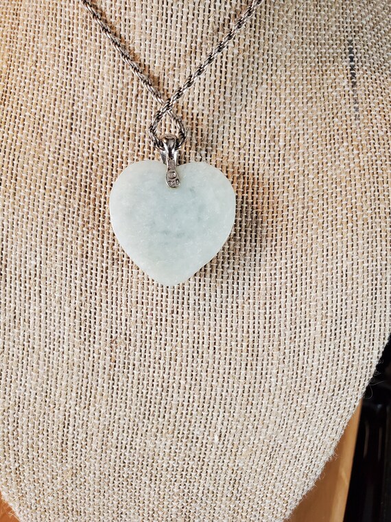 Sterling silver Jadeite Heart pendant - image 3