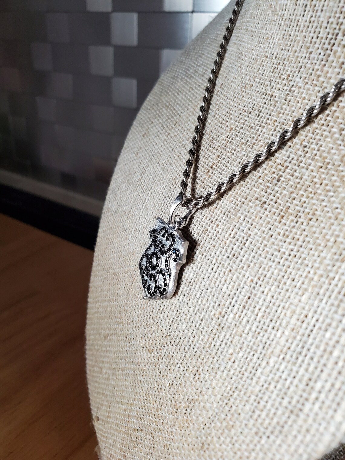 Silver Black Spinel Enhancer Pendant Etsy UK