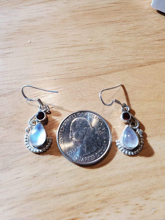 Silver Rainbow Moonstone earrings - image 1