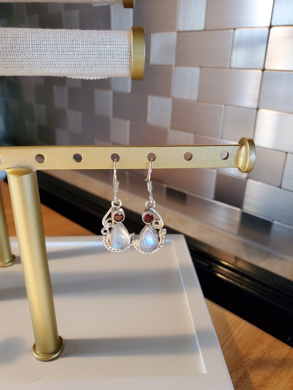 Silver Rainbow Moonstone earrings - image 2