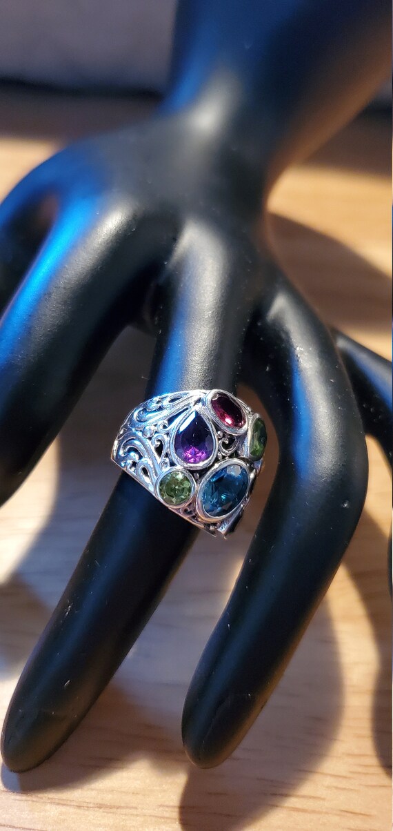 Silver Multi-gemstone ring - image 3