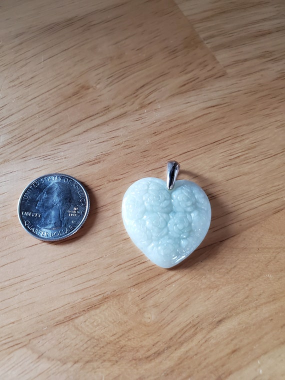 Sterling silver Jadeite Heart pendant - image 4