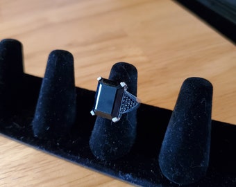 Silver Black Spinel ring