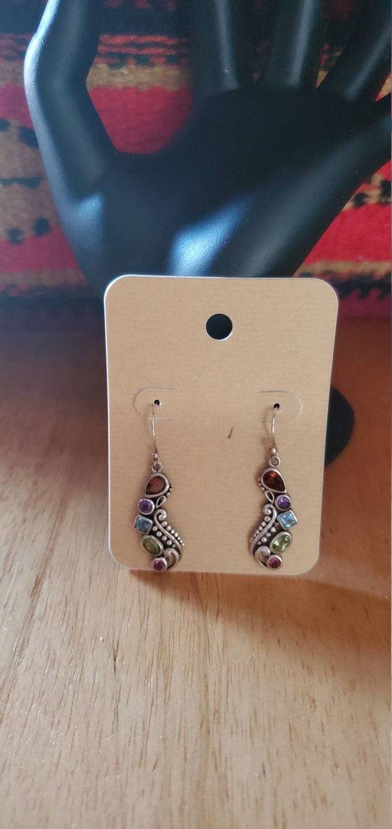 Sterling silver multi-gemstone earrings