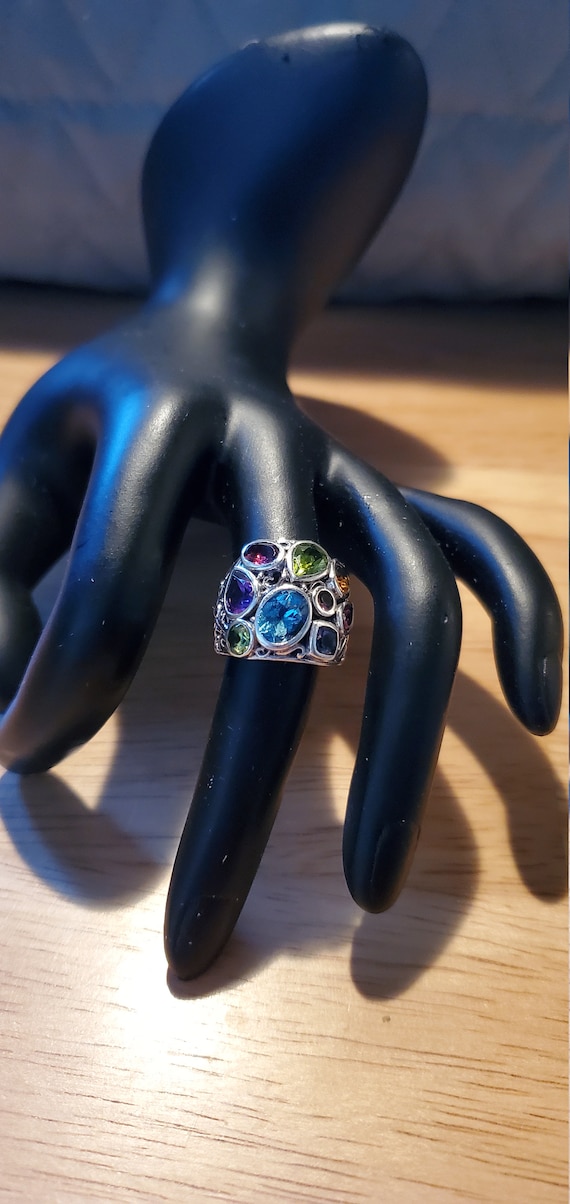 Silver Multi-gemstone ring - image 1