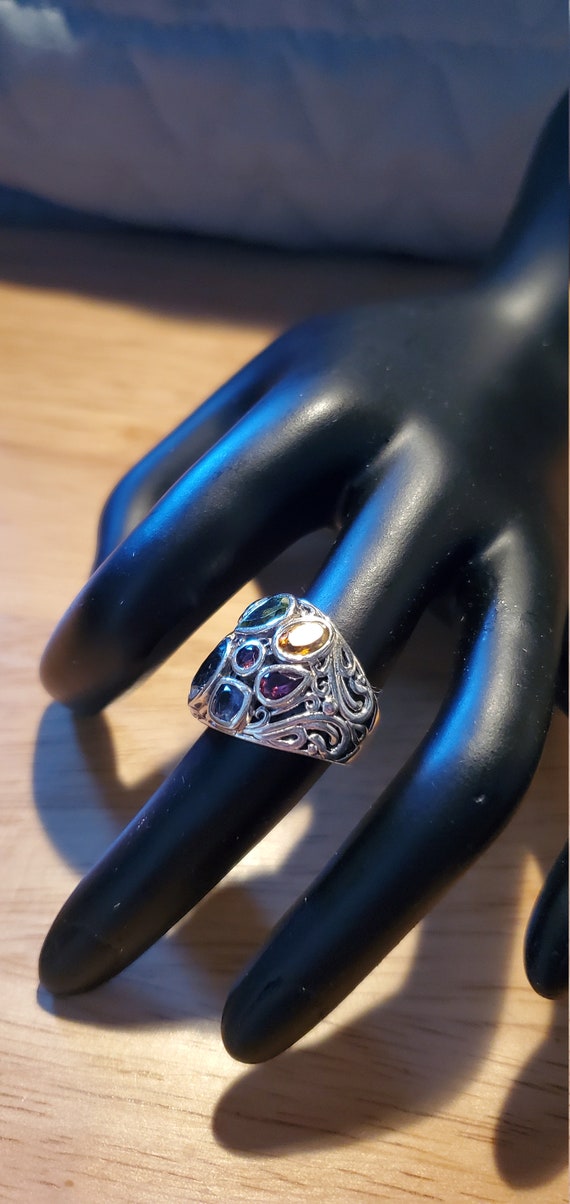 Silver Multi-gemstone ring - image 2