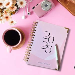 2025 Weekly Planner, 2025 Planner, 2025 Diary, 2025 Journal, Pink Weekly Planner, Pink Diary, Weekly Planner, Spiral Planner