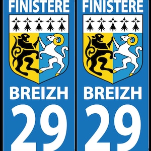 Autocollants Plaque Voiture Blason Finistère 29