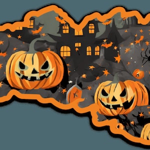 Magnet Bretagne Halloween - Carte de Bretagne aux motifs d'Halloween