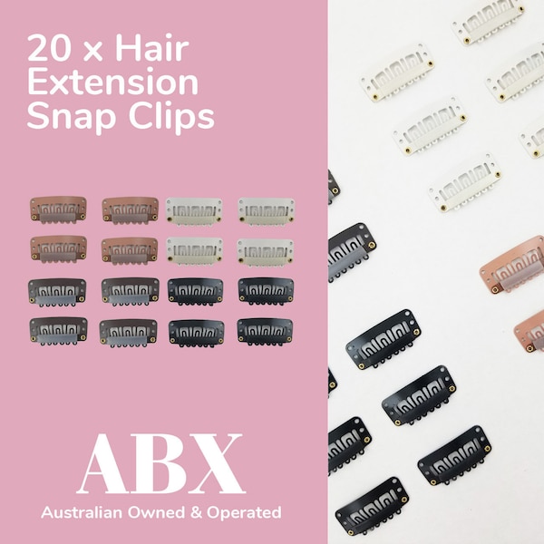 AU Stock 20 Brand New Snap Clips For Hair Extension / Weft 32mm - All Colours