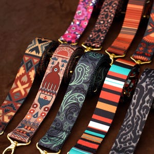 Colorful Adjustable Bag Straps, Boho Purse Strap Gift for Her, Crossbody Strap with Gold/Silver Hardware, Unique Printed Shoulder Strap