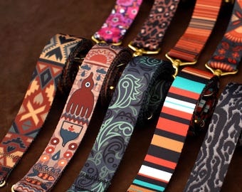 Colorful Adjustable Bag Straps, Boho Purse Strap Gift for Her, Crossbody Strap with Gold/Silver Hardware, Unique Printed Shoulder Strap