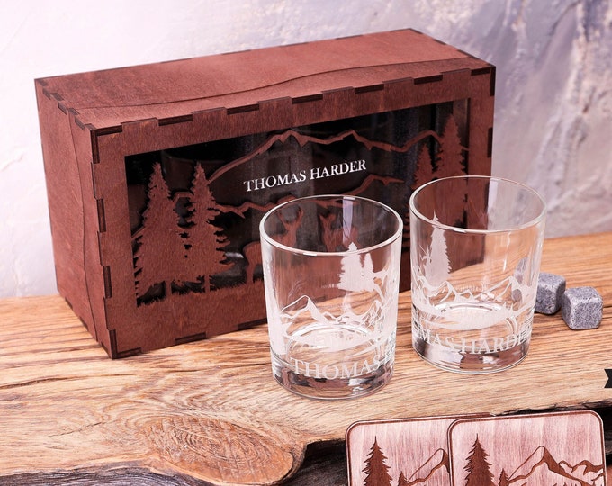 Personalized Whiskey Glasses Set, Custom Whiskey Glasses, Bourbon glasses set, Fathers Day Gift, Mothers Day Gift
