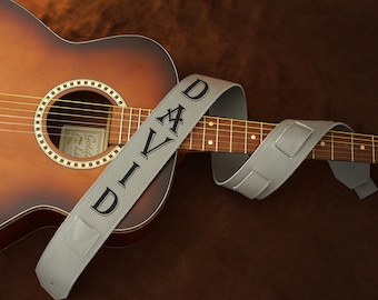Correa de guitarra personalizada, correa de cuero con nombre o logotipo grabado personalizado, correas de guitarra anchas ajustables para mujeres y hombres, regalo musical