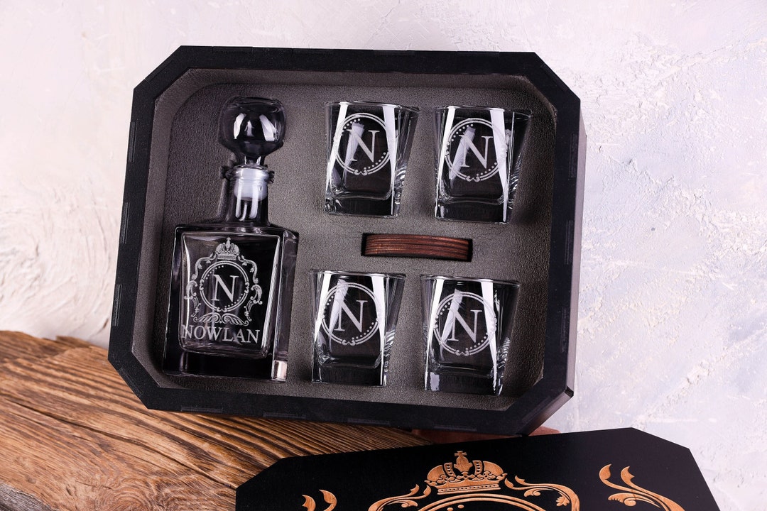 Personalized Decanter Set and Glasses With Gift Box Custom Etsy