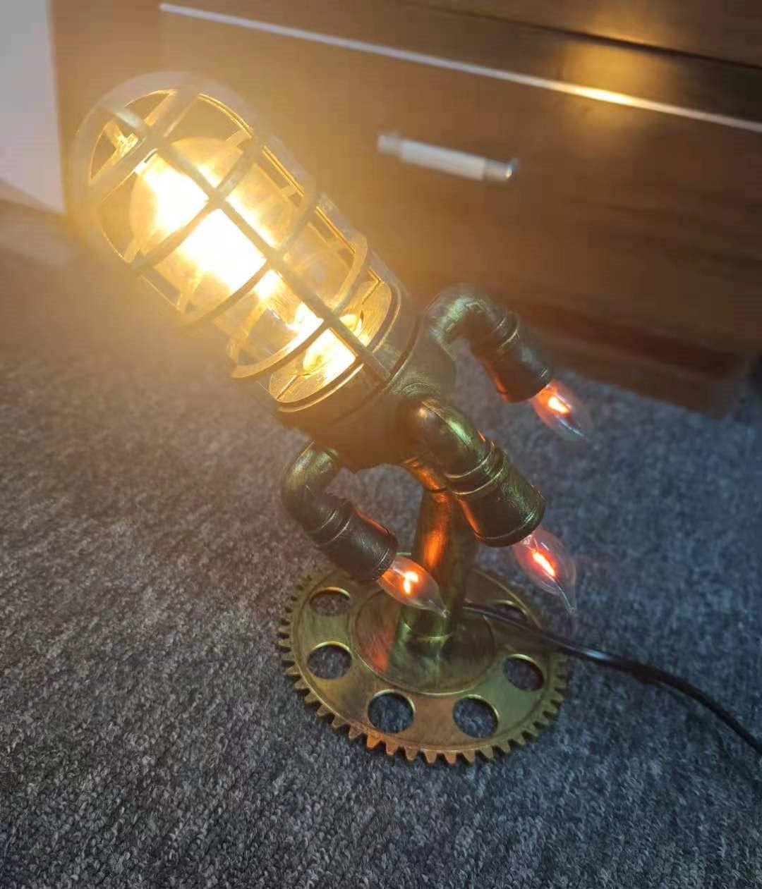 Vintage Steampunk Rocket Table Lamp Flame Night Light for Bar Etsy