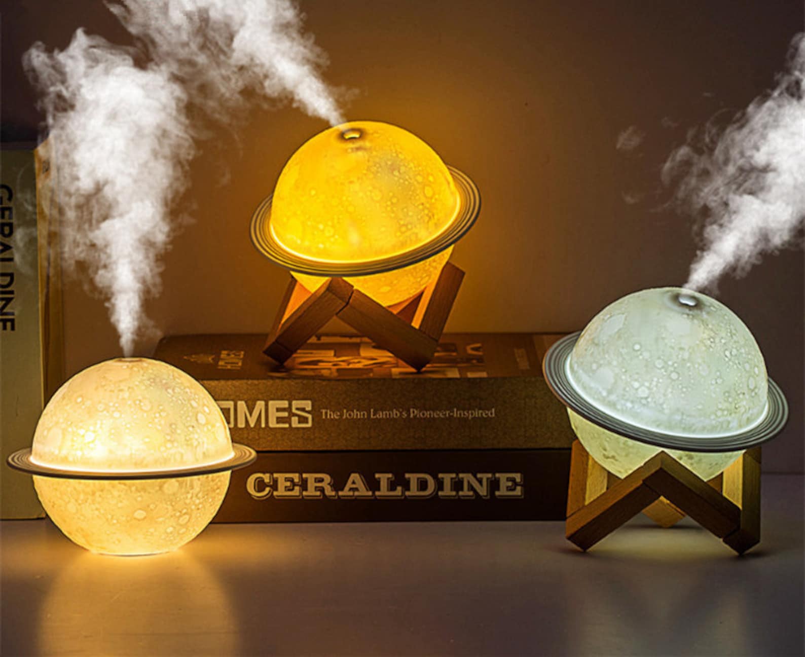 Moon Essential Oil Diffuser Air Humidifier With 3D Lamp Etsy