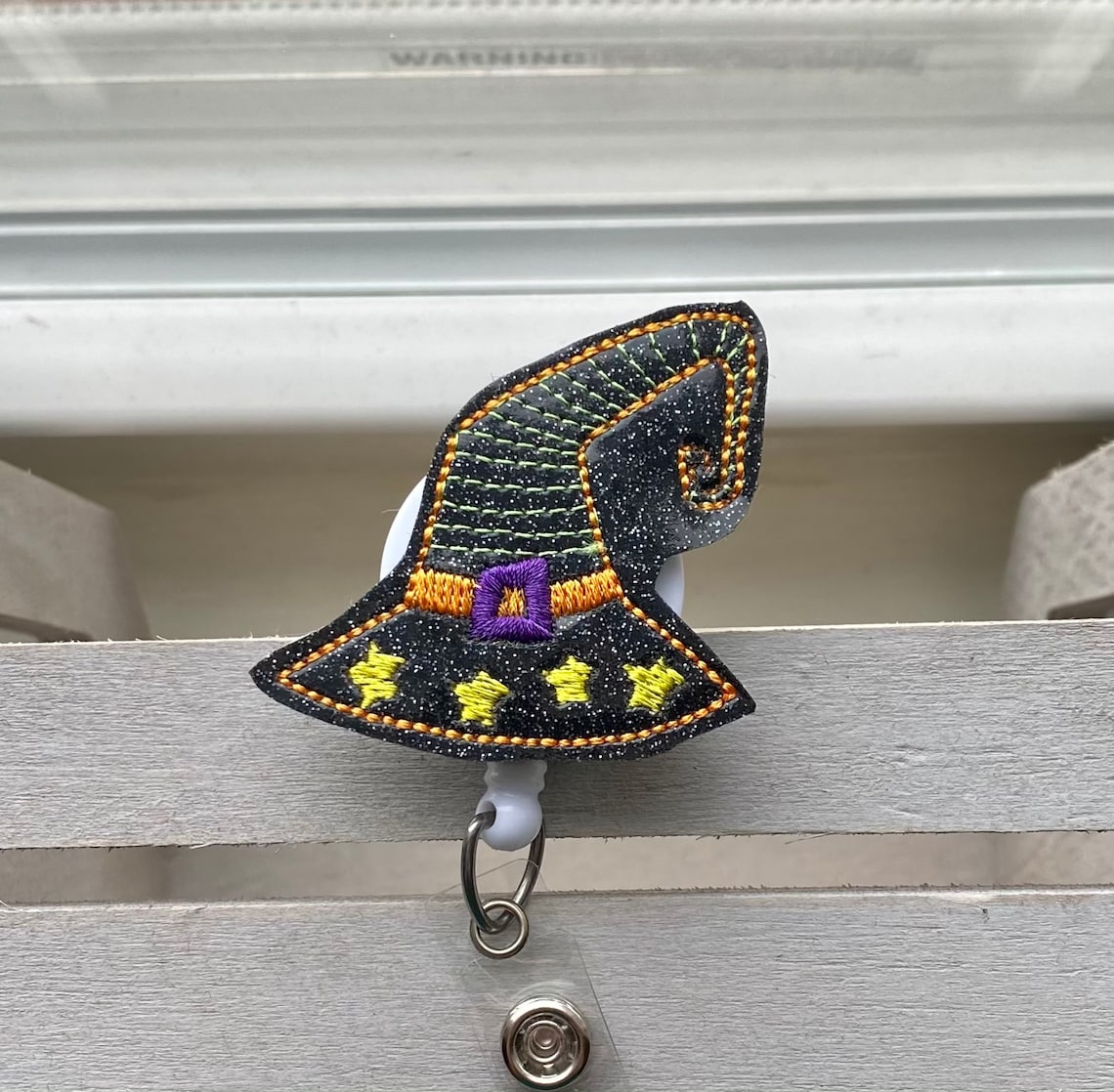 Witch hat name badge glitter holiday Halloween fall Etsy