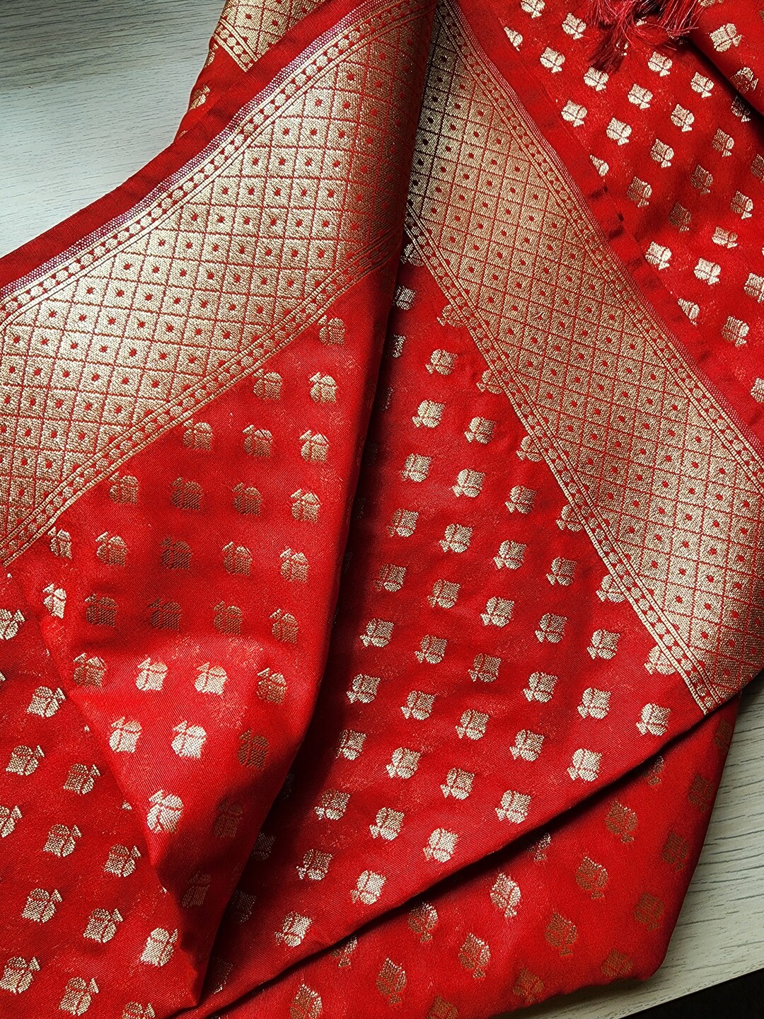 Red Banarsi Silk Dupatta