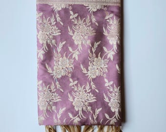 Dusty Rose Pink Banarasi Dupatta - Floral Brocade Zari
