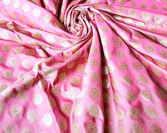 Rose Pink Banarasi Dupatta with Soft Polka Dots