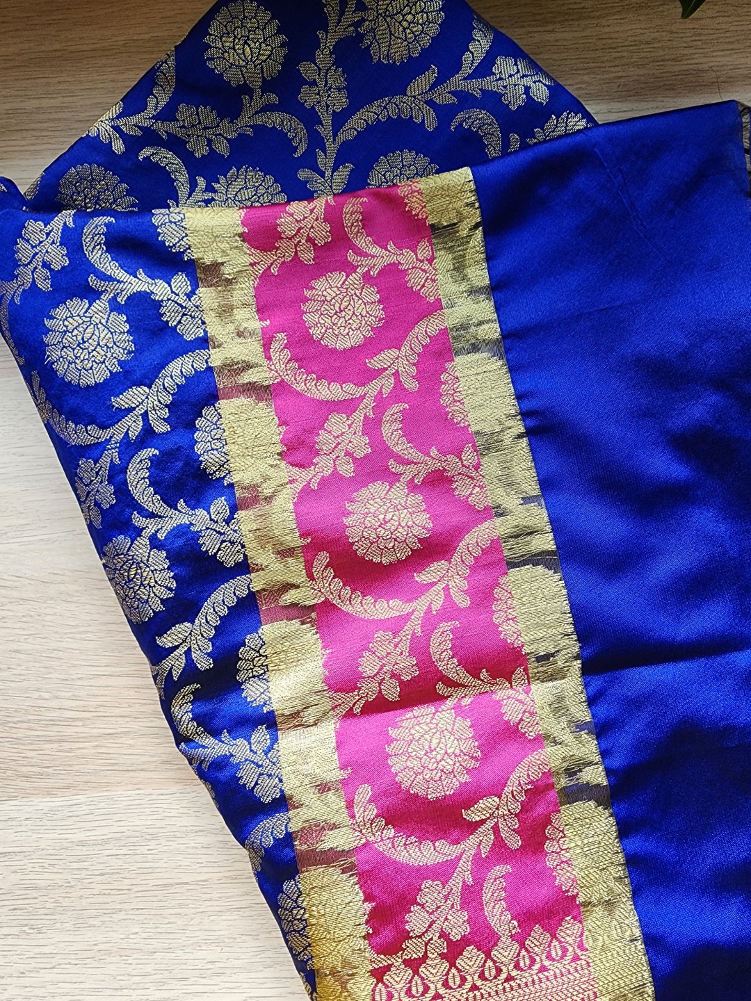 Sky blue dupatta with pink border main image 0