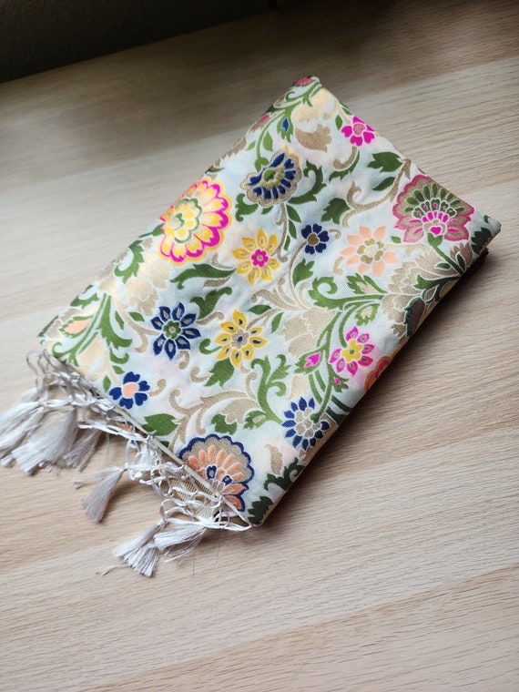 Banarasi Silk Off-White Dupatta with Multicolor & Gold Floral Handweaving