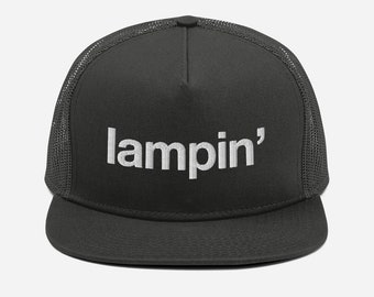 Charcoal gray Lampin Mesh Back Snapback/streetwear/phonetic spelling/original idea/black & white/tee/street fashion/urban clothing/hip hop