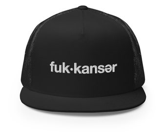 Fuck Cancer Black Trucker Cap - Embroidered Snapback Hat