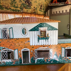 1950s Tin Litho T. Cohn Inc. 2 Story Dollhouse