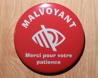 Malvoyant, Merci pour votre patience, bouton épingle, épingle de handicap, insigne français, accessoire de sac à dos