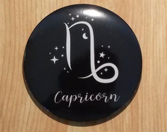Capricorn Zodiac Constellation Pinback Button Pin, Astrology Accessory, Birthday gift, party favor, astrological sign badge, horoscope