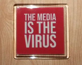 The Media is the Virus Acrylic Fridge Magnet, Funny Kitchen Decor, Fake News, Defund the Media, School Locker Accessory