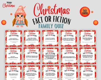 Christmas Fact or Fiction Quiz | True or False Trivia | 90 Family Holiday Quiz Cards | Fun Class Room Games | Printable Xmas Games Night!