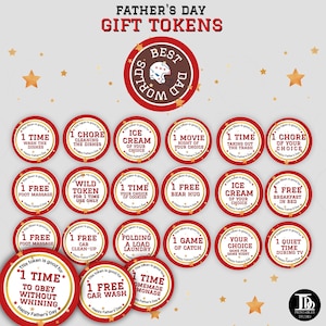 Father&#39;s Day Gift Tokens / Father Day Coupons / Father&#39;s Day Printable / Gift from the Kids / Fun Gift for the Dad / Happy Father&#39;s Day!