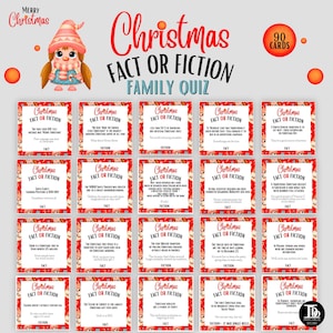 Weihnachts Fakt oder Fiktion Quiz | Wahr oder falsch Trivia | 90 Familien Quizkarten | Spaß Klassenzimmer Spiele | Druckbare Weihnachtsspiele Nacht!