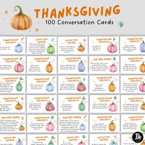 100 Thanksgiving Conversation Cards Family Friendly - Etsy