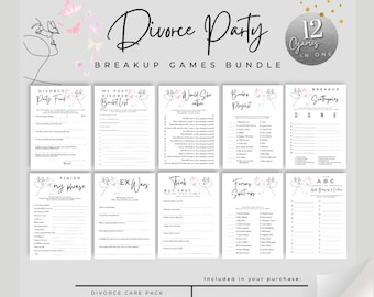 Printable Divorce Party Games Bundle | Breakup Party Games | Breakup Care Pack | Newly Single Girls Night Game | Newly Single Celebration