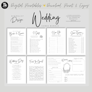 Minimalist Wedding Games Bundle | Wedding Table Activity | Wedding Reception Games | Ice Breaker Wedding Games | Printable Wedding Day Fun!